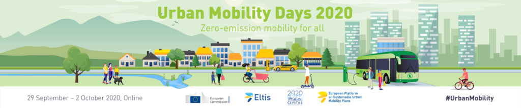 Colour banner of the Urban Mobility Days 2020 | 29 September - 2 October 2020